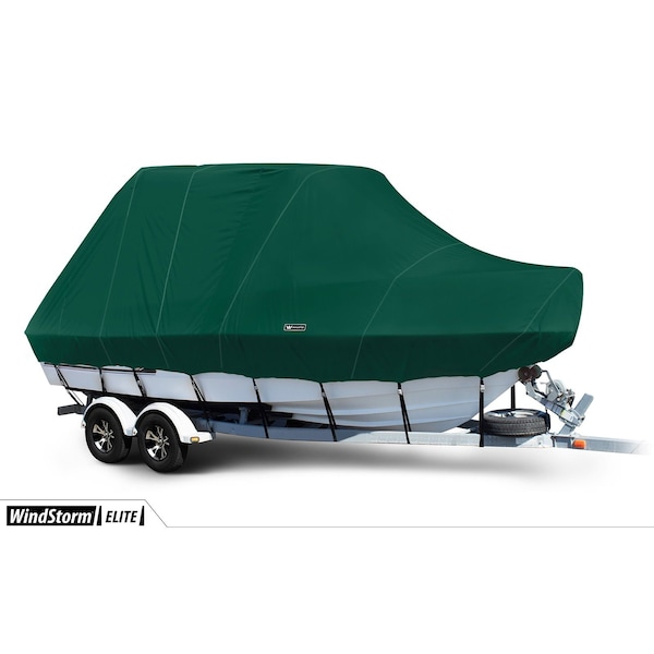 Eevelle Boat Cover BAY BOAT Rounded Bow, Center Console, TTop, Outboard Fits 15ft 6in L up to 96in W Green SFBCCTT1596B-HTR - main